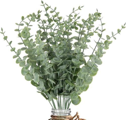 Yapay Çiçek Pastel Silikon Okaliptus 42cm 5Dallı Demet Eucalyptus