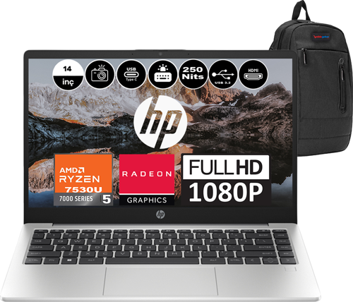 245 G10 AMD Ryzen 5 7530U 16GB 512GB SSD AMD Radeon™ Grafik Freedos 14" FHD 8A550EAF06 + Çanta