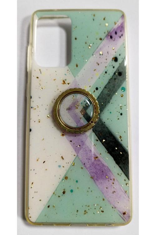 Samsung Galaxy A72 Uyumlu Yüzüklü Simli Lüks Kılıf