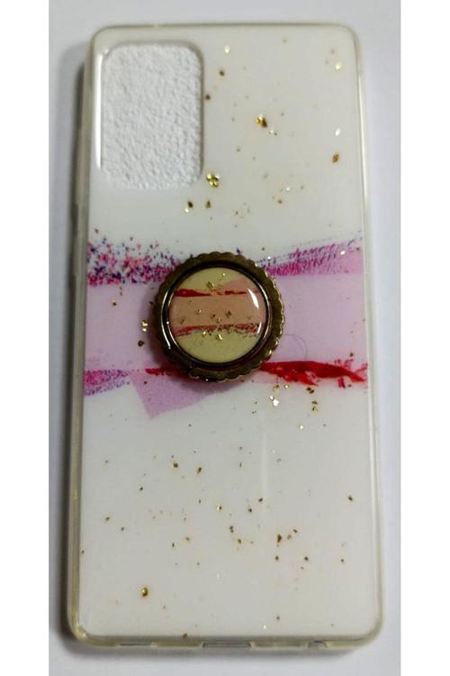 Samsung Galaxy A72 Uyumlu Yüzüklü Simli Lüks Kılıf