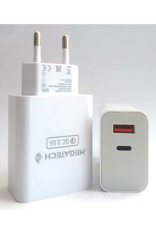 25W Pd Yüksek Hızlı Şarj Adaptörü Usb-A Usb-C Qualcomm