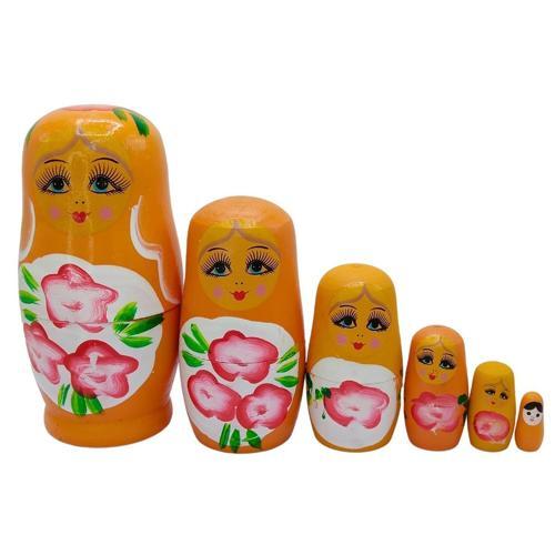 Ahşap Matruşka Bebek Altılı Set Turuncu
