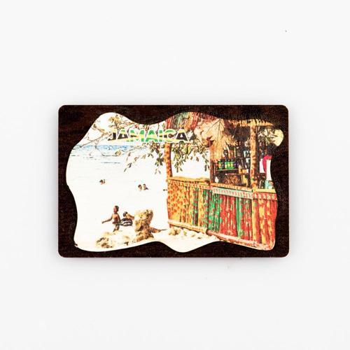 Jamaika Temalı Deri Magnet Ahşap Tabaka
