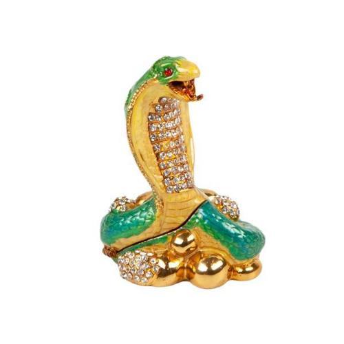 Yeşil Kral Kobra Swarovski Taşlı Mücevher Kutusu