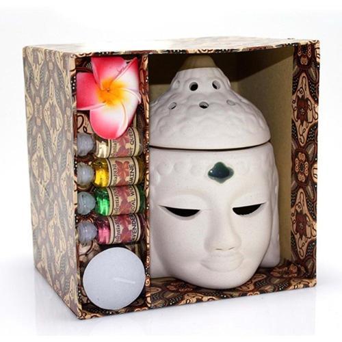 Seramik Buda Büstü Buhurdanlık Seti No:03
