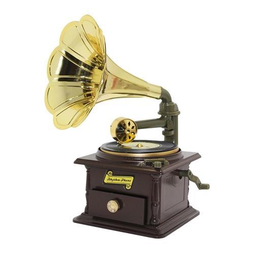 Gramofon Müzik Kutusu Kurmalı ve Çekmeceli 26cm