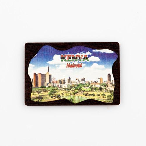 Kenya Temalı Deri Magnet Ahşap Tabaka