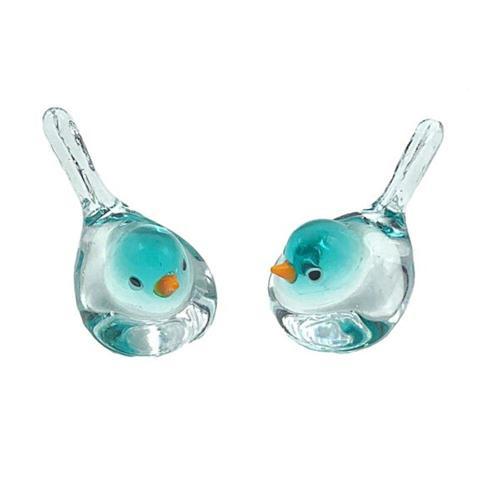 İtalya Murano Cam İkili Yeşil Kuş El Yapımı