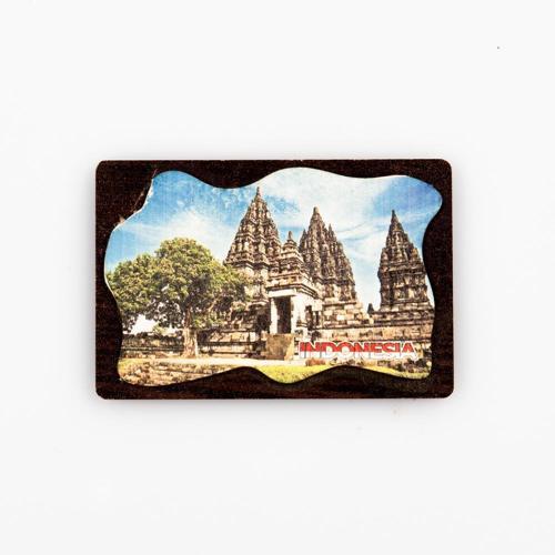 Endonezya Temalı Deri Magnet Ahşap Tabaka