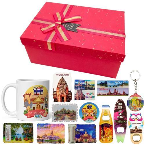 Tayland Hediye Kutusu 10 Parça Kupa Magnet Anahtarlık Kutu