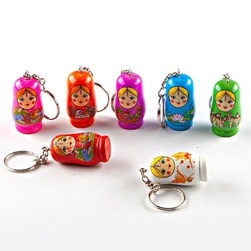 Ahşap Matruşka Bebek Anahtarlık Pembe