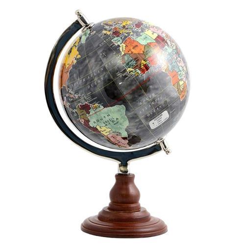 Ayaklı Dünya Küre Ev Ofis Masa Dekoru Döner Dünya Küre Siyah Modern Harita 23x35cm