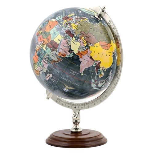 Ayaklı Dünya Küre Ev Ofis Masa Dekoru Döner Dünya Küre Siyah Modern Harita 30x40cm