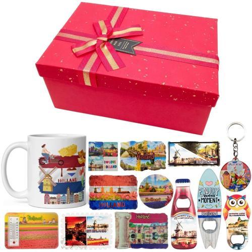 Hollanda Hediye Kutusu 10 Parça Kupa Magnet Anahtarlık Kutu