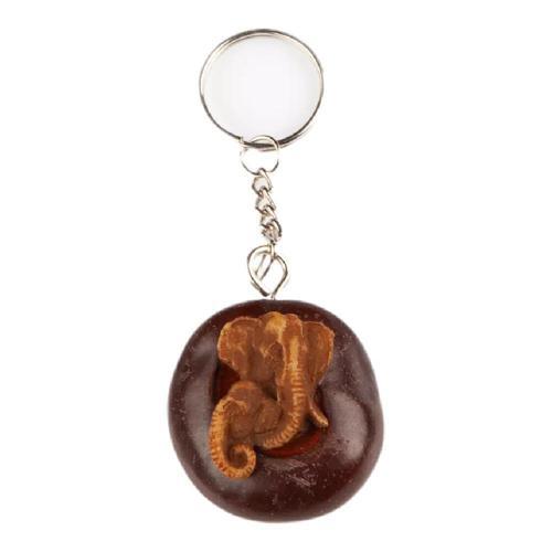 Anne ve Yavru Fil Anahtarlık El İşi Ağaç