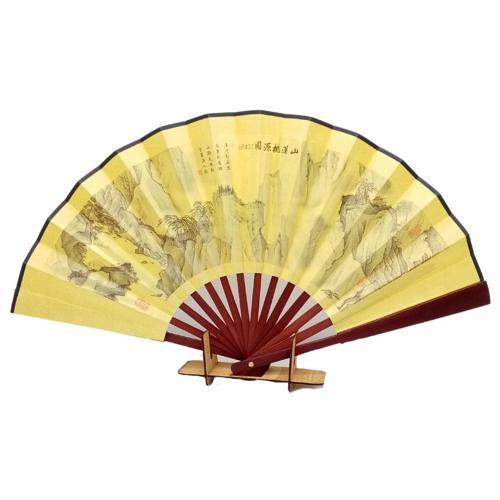 Çin Bambu Keten Kumaş Yelpaze Orta Çanta Boy No.10