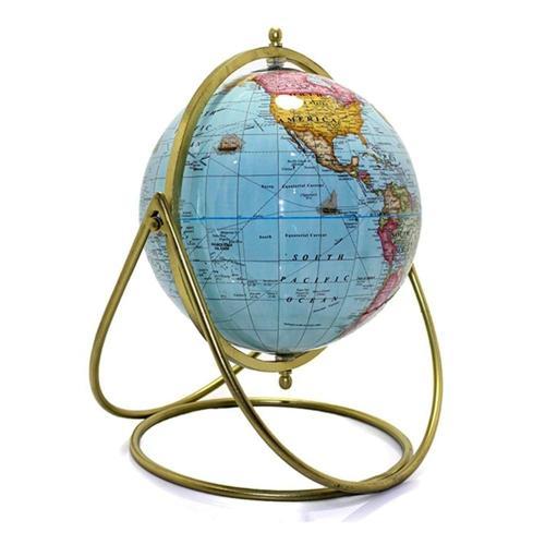 Ayaklı Dünya Küre Ev Ofis Masa Dekoru Döner Dünya Küre Mavi Modern Harita 27x30cm