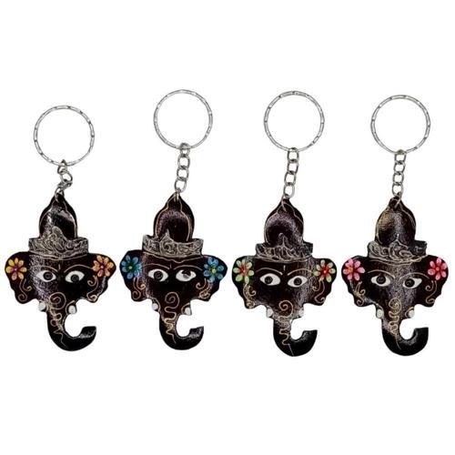 Hindistan Cevizi Fil Kafası Anahtarlık Dörtlü Hediyelik Paket