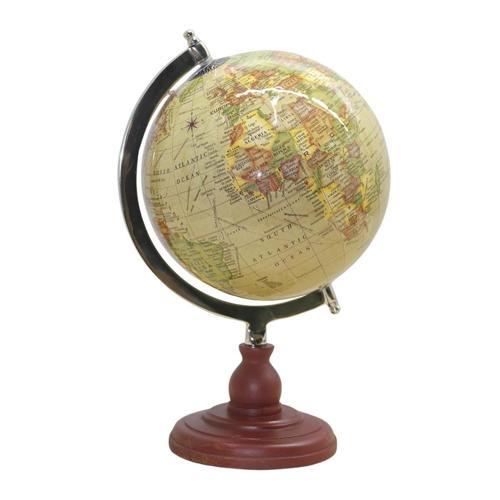 Ayaklı Dünya Küre Ev Ofis Masa Dekoru Döner Dünya Küre Sarı Modern Harita 23x35cm