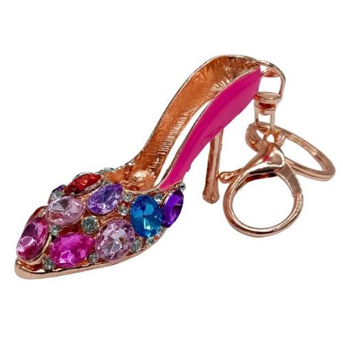 Kristal Taşlı Topuklu Ayakkabı Anahtarlık Mor No.6