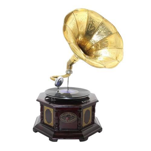 Gramofon Sekizgen Ahşap Plak Çalar No.3 37x63cm