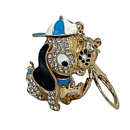 Mavi Kristal Taşlı Sevimli Köpek Anahtarlık