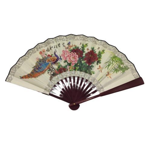 Çin Bambu Keten Kumaş Yelpaze Büyük 60cm