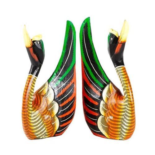 Ahşap İkili Renkli Kuğu El Yapımı 30 cm