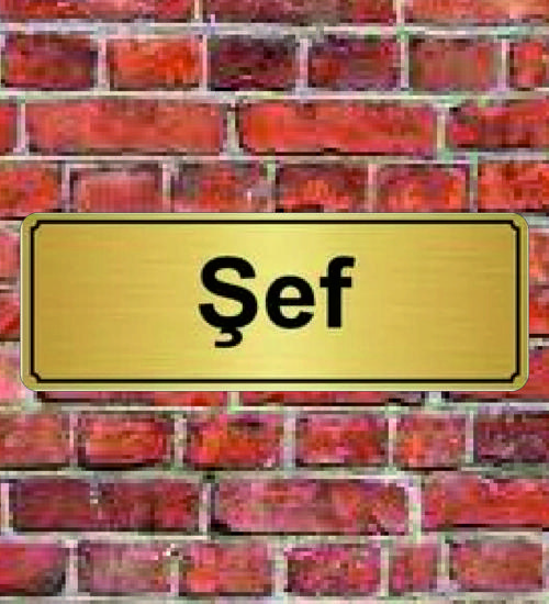 Altın Renk 10x20 Cm Şef Yazılı Metal Yönlendirme Levhası