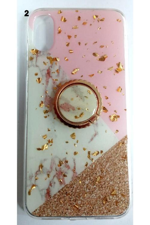 Apple İphone X/Xs Uyumlu Yüzüklü Simli Lüks Kılıf