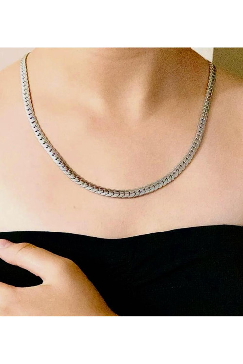 Balık Sırtı Çelik Erkek Yada Kadın Unisex Zincir Trend Kolye 65 Cm-8 Mm