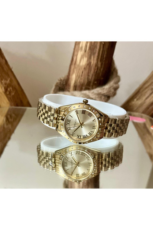 Taşlı Şık Gold Rek Yeni Sezon Çelik Kadın Kol Saati