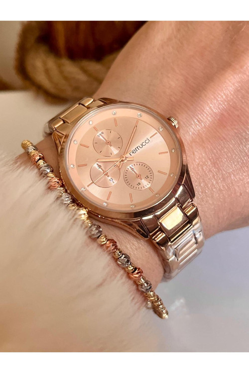 Rosegold Çelik Kadın Kol Saat+Dorikalı Bileklik Hediyeli