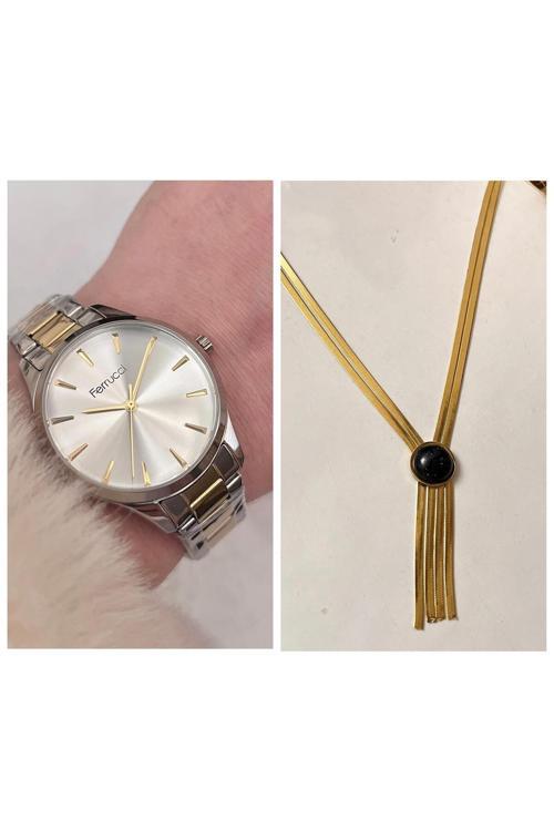 Sade Zarif Model Çelik Kadın Kol Saat+%100 İtalyan Çelik Kolye Hediyeli