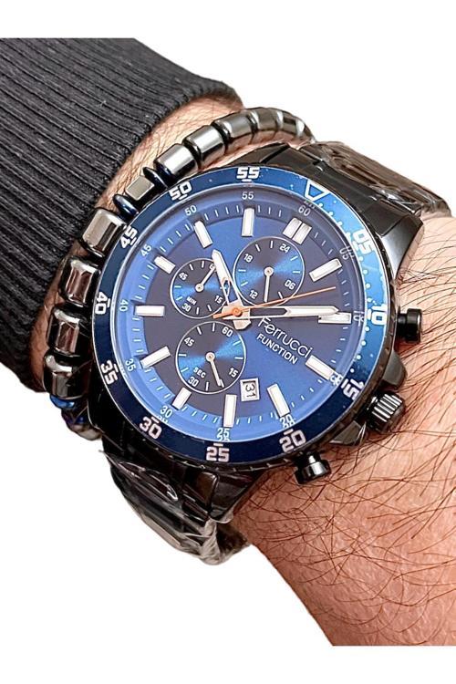 Fonksiyonlu Ve Takvimli Erkek Kol Saati Çelik Kordon&Kasa+Bileklik Hediyeli