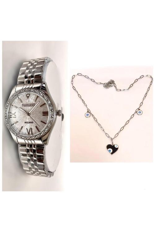 Çelik Kasa Jübile Kordon-Kadın Kol Saati+%100 Çelik Kolye Hediye