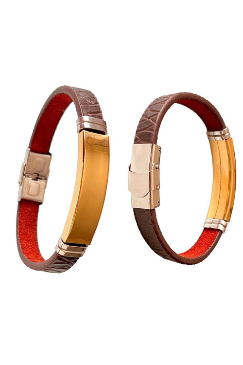Deri Çelik Mixli Trend Model Erkek Bileklik 22 Cm