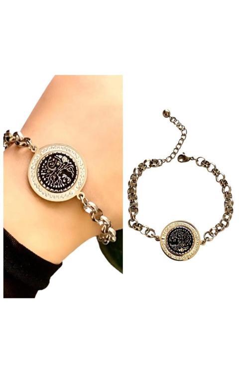 1. Sınıf Çelik Hayat Ağacı Figürlü Model Gümüş Renk Şık Bileklik