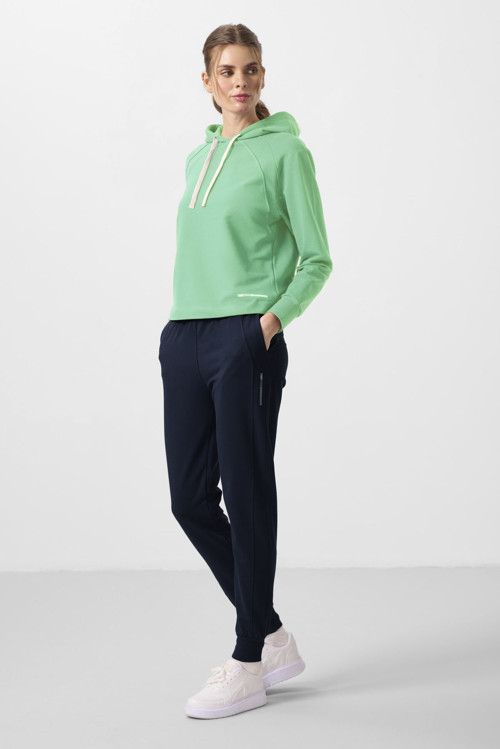 Su Yeşili-Lacivert Kapüşonlu Oversize Kadın Eşofman Takım - 95336