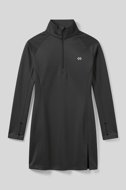 Antrasit Yarım Fermuarlı Dik Yaka Standart Kalıp Kadın Sporcu Tunik - 97309