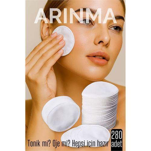 280 li  Kozmetik Disk Pamuk Premium Makyaj Temizleme Pamuğu  Tonik ve Oje İçin Çift Taraflı Diskler