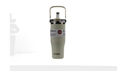 Dodge DB-24584 Çift Kullanım Pipetli/Rahat İçim Krem 1200ml Çelik Matara