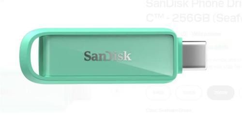 SDIXS0N-256G-GN6NQ 256GB Phone Drive with USB-C-128GB (Seafoam Green) Flash Bellek