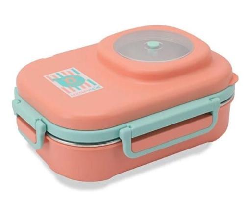 8021 600ml 3 Bölmeli Mercan Çelik Saklama Kabı