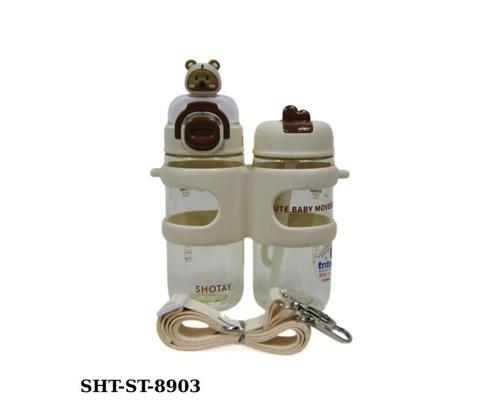 ST-8903 330ml+450ml Çift Kullanım Pipetli Beyaz Matara