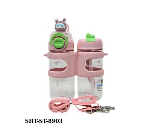 ST-8903 330ml+450ml Çift Kullanım Pipetli Pembe Matara