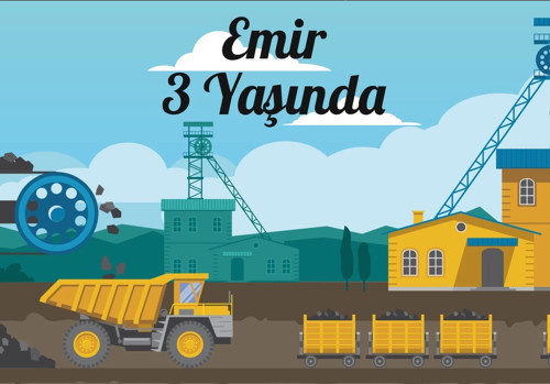 İş Makineleri Temalı Doğum Günü Afişi 35X50 cm