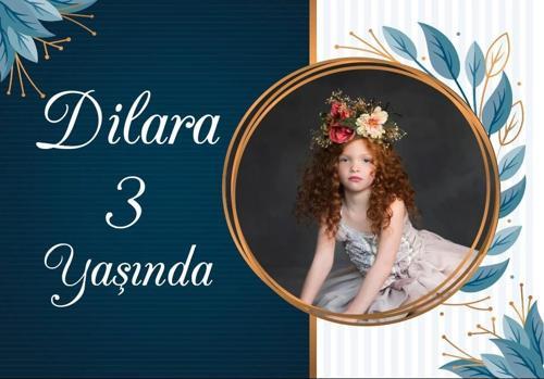 Mavi Çiçekler Temalı Doğum Günü Afişi 35X50 cm