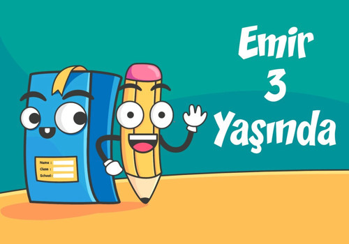 kalem ve defter teamlı doğum günü afişi 35X50 cm