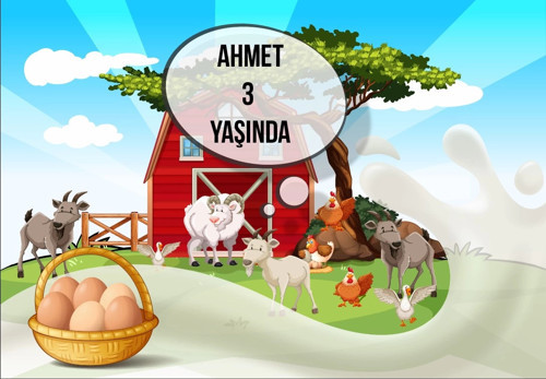 Çiftlik ve Yumurta Temalı Doğum Günü Afişi 35X50 cm